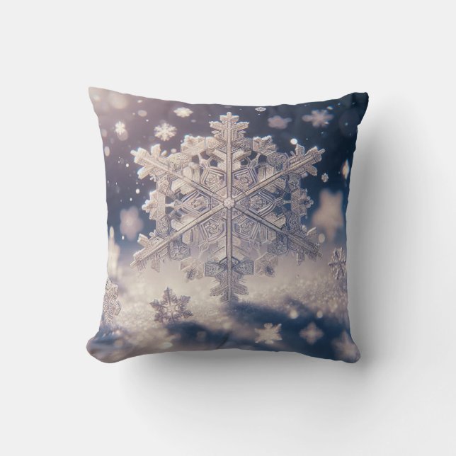 Cojín Decorativo Copos de nieve / borde / sombra (Anverso)