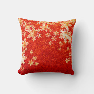 Cojín Decorativo Copos de Nieve Calientes Rojos
