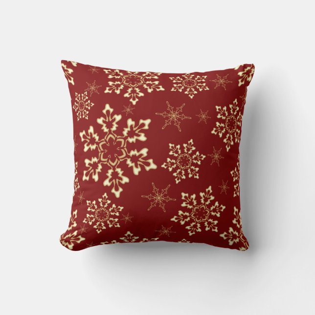 Cojín Decorativo Copos de nieve de Borgoña (Anverso)