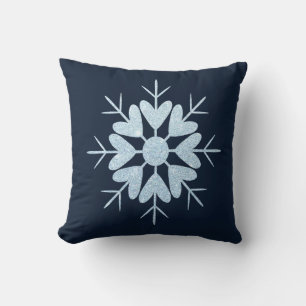Cojín Decorativo Copos de nieve de cristal azul hielo Invierno geni