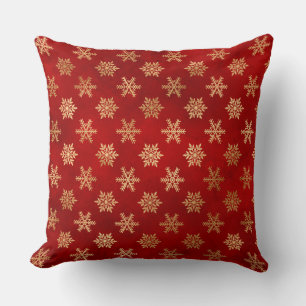 Cojín Decorativo Copos de Nieve de Invierno de Papel de Estaño Rojo