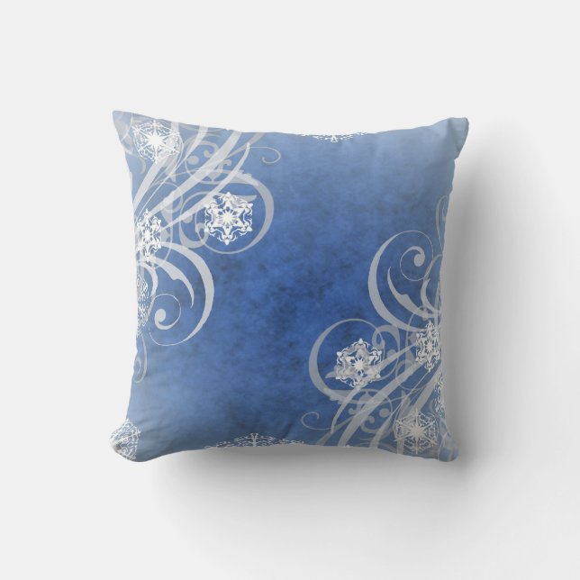 Cojín Decorativo Copos de nieve del navidad azules (Anverso)
