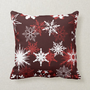 Cojín Decorativo Copos de nieve elegantes Borgoña del navidad y
