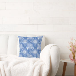 Cojín Decorativo Copos De Nieve En Azul Invierno