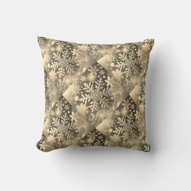 Cojín Decorativo Copos De Nieve / En La Niebla / Sepia / Tilado (Anverso)