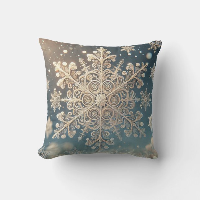 Cojín Decorativo Copos de nieve / encaje / (Anverso)