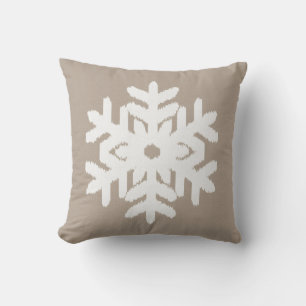 Cojín Decorativo Copos de nieve Ikat - Taupe beige y blanco