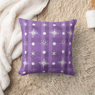 Cojín Decorativo Copos de nieve simples Cuadro púrpura