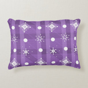 Cojín Decorativo Copos de nieve simples patrón de cuadros púrpura  