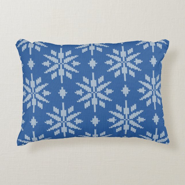 Cojín Decorativo Copos de Nieve Tejidos (Anverso)