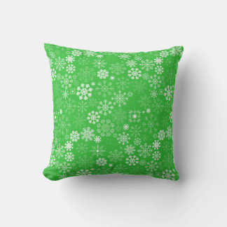 Cojín Decorativo Copos de nieve verdes y blancos festivos - Navidad