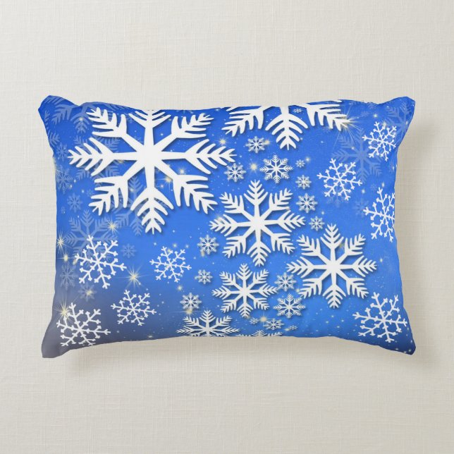 Cojín Decorativo Copos de nieve y estrellas (Anverso)