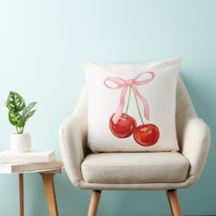 Cojín Decorativo Coqueta arco rosa con cereza