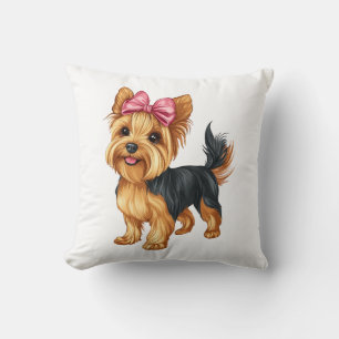 Cojín Decorativo Coqueta Lazo Yorkshire Terrier Perro Yorkie Mamá C