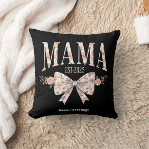 Cojín Decorativo Coquette Bow Mama Est 2025 Feliz Día de la Madre