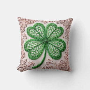 Cojín Decorativo Coquette floral encaje shamrock Día de San Patrici