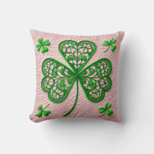 Cojín Decorativo Coquette floral encaje shamrock Día de San Patrici