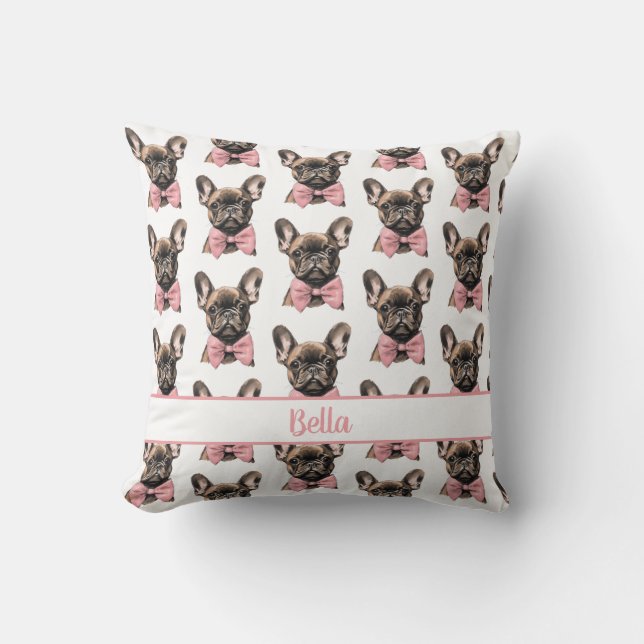 Cojín Decorativo Coquette Frenchie Nombre esterilizable (Anverso)