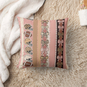 Cojín Decorativo Coquette Fútbol Lazos Patrón Leopardo (1)