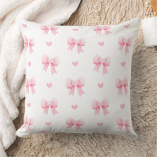 Cojín Decorativo Coquette Pink Bows Ribbons Seamless Pattern