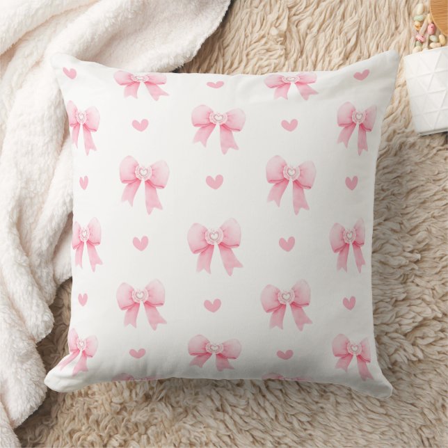 Cojín Decorativo Coquette Pink Bows Ribbons Seamless Pattern (Manta)