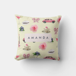 Cojín Decorativo Coquette Vintage Personalizada Monograma