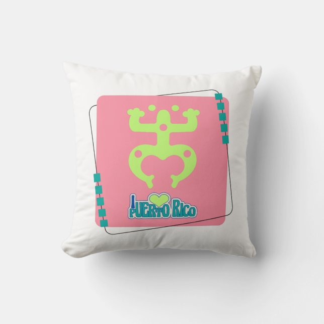 Cojín Decorativo Coqui Taíno Puerto Rico (Anverso)