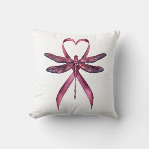 Cojín Decorativo Cora Cáncer de Mama Corazón Libélulas Conciencia M