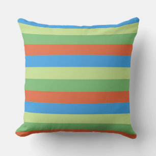 Cojín Decorativo Coral Blue Green Rayas Modernas