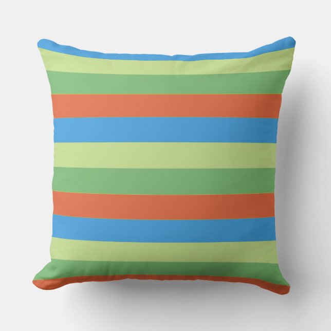 Cojín Decorativo Coral Blue Green Rayas Modernas (Anverso)