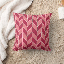 Cojín Decorativo Coral Magenta Herringbone Moderno Chevron