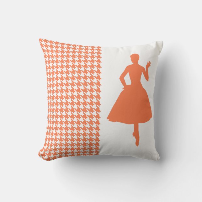 Cojín Decorativo Coral Modern Houndstoth con Silhouette (Anverso)