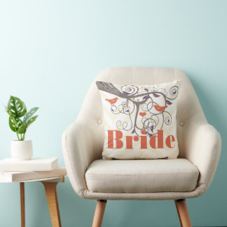 Cojín Decorativo Coral morado de novia y floral Zig Zag de gris