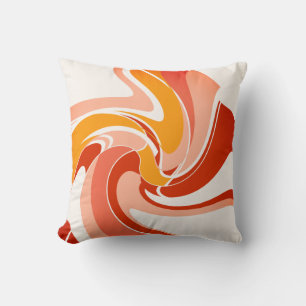 Cojín Decorativo Coral naranja sobre Flor de arte abstracta fuera d