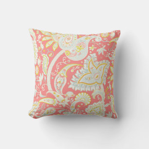 Cojín Decorativo Coral Pastel Paisley Pillow