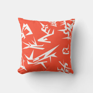 Cojín Decorativo Coral Peach White Abstract Art Cushion Pillow