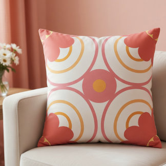 Cojín Decorativo Coral Pink And Orange Modern Geometric Circle