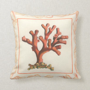 Cojín Decorativo Coral rojo con borde concha