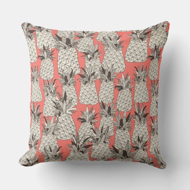 Cojín Decorativo coral rubio de piña (Anverso)