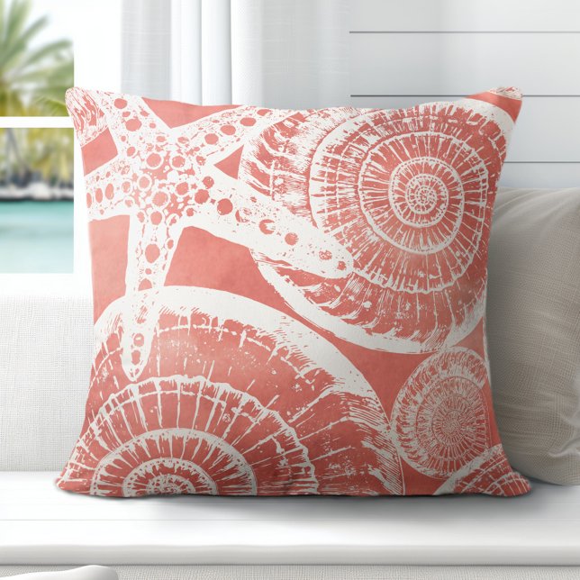 Cojín decorativo Coral Starfish (Coastal Elegance Redefined: Explore Totally Coast's Exclusive Pillow Designs)