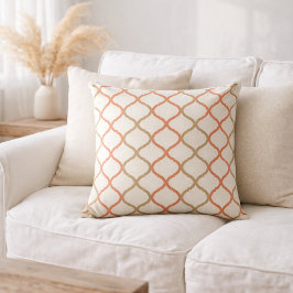 Cojín Decorativo Coral Tan Quatrefoil Pattern Moroccan Trellis  