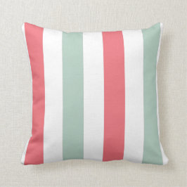 Cojín Decorativo Coral, trullo y blanco rayados