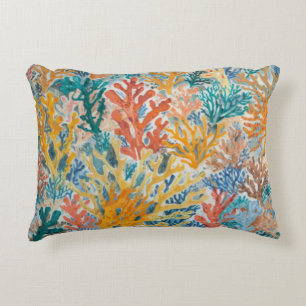Cojín Decorativo Coral Turquesa Amarillo Naranja Playera
