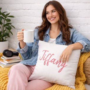 Cojín Decorativo Coral y Blanco Elegante