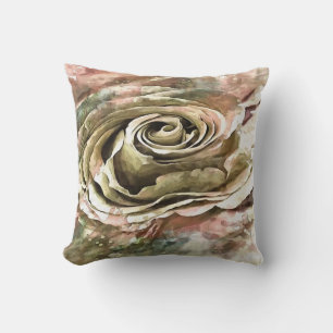 Cojín Decorativo Coral y gris Rosa romántico artístico