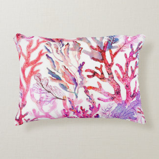 Cojín Decorativo Corales acuarelas. Patrón sin inconvenientes con l