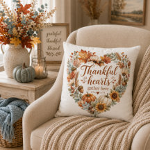 Corazón Agradecido Decoración de Otoño Azul