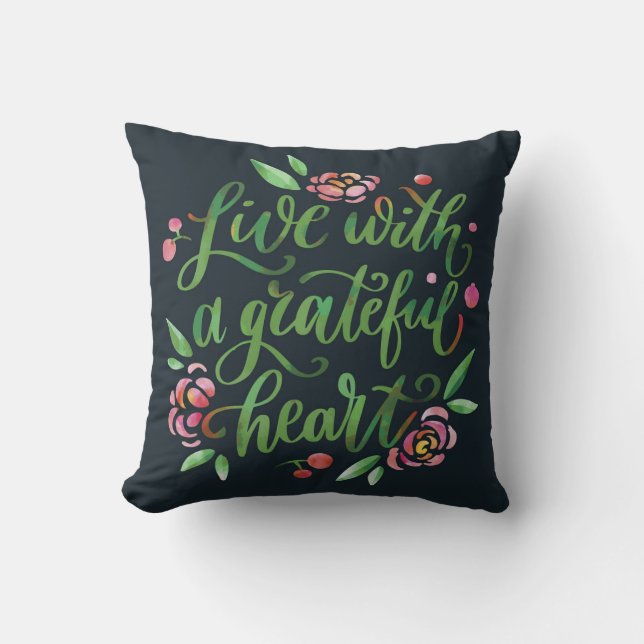 Cojín Decorativo Corazón Agradecido Florece (Anverso)
