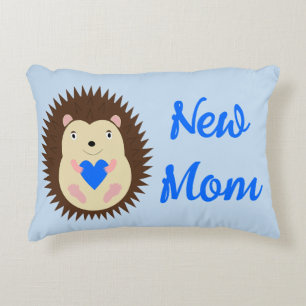 Cojín Decorativo Corazón Azul Niño Bebé Erizo Personalizado