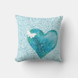 Cojín Decorativo Corazón azul velado